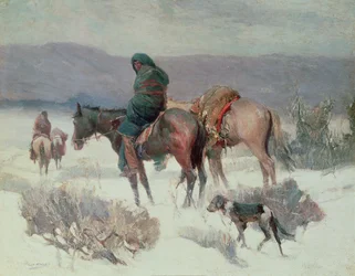 Winter Hunt (olie på lærred)