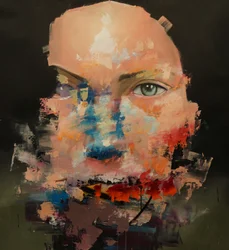 Distorted Color Model, 2018-2025 (akryl og olie på lærred)