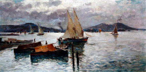 Napoli-bugten, ca. 1900 (olie om bord)