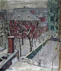 Vinterlandskab (olie på lærred)