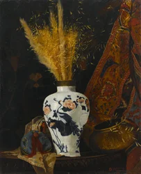 Blomster i en hvid vase, blomster i en hvid vase