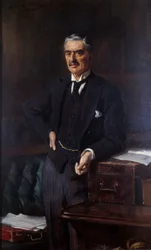 Portræt af Neville Chamberlain (1869-1940) (olie på lærred)
