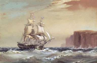 Emigrantskib ankommer ud for Sydney Heads, 1883