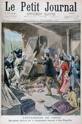 Europæere reddet af en afdeling af franske marinesoldater, Pao Ting Fou, Kina, 1900