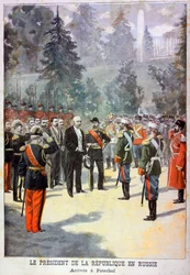 Felix Faure, Frankrigs præsident, blev modtaget på Peterhof, Skt. Petersborg, Rusland, 1897