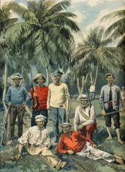 Portræt af cubanske oprørere, spansk-amerikanske krig i 1898 (Kobberstik)
