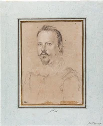 Portræt af Vincent I af Gonzague, hertug af Mantua (Vincenzo I Gonzaga, hertug af Mantua) (1562-1612) Tegning af Ottavio Leoni (1578-1630) Genes, Musei di Strada Nuova, inv 2440