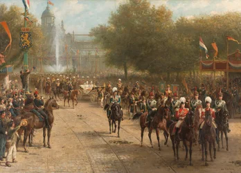 Frederiksplein, Amsterdam, under Dronning Wilhelminas indtræden, 5. september 1898