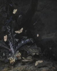 Stilleben med tidsel og slange