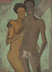 Liebespaar (kunstnerpar), ca. 1911 (tempera på sækkelærred)