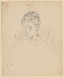 Luise Scholderer, siddende i en lænestol