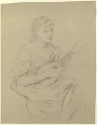 Ung kvinde, der spiller mandolin ("Lutspiller")