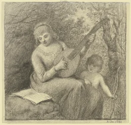 Musikerinde med Amor-dreng