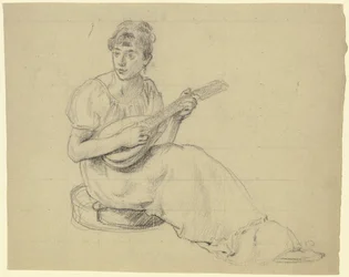 Kvinde, der spiller mandolin