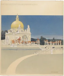 Sankt Leopolds Kirke på Steinhof, konkurrenceprojekt, perspektiv