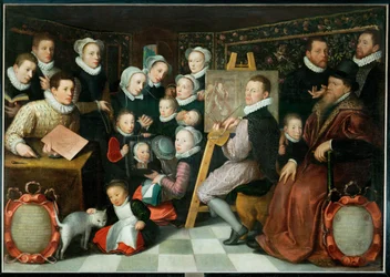 Otto Venius maler omkring sin familie ...
