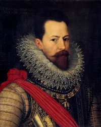 Portræt af condottiere Alexander (Alessandro) Farnese, hertug af Parma, guvernør i Nederlandene (1545-1592) Maleri af Octavius Van Veen (eller Vaenius eller Venius) (1556-1629) 1585 ca. søn. 0,58 X 0,48 m Bruxelles, Museum of Royal Fine Arts
