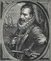 Portræt af condottiere Alexander (Alessandro) Farnese, hertug af Parma, guvernør i de lave lande (1545-1592), efter Otto van Veen (1556-1629) (stik)