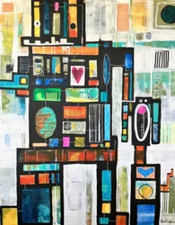 Farverig, abstrakt robot
