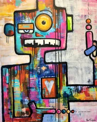 Farverig gadekunst-robot