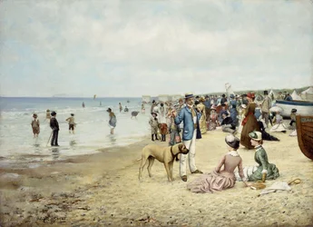 En dag på stranden, 1885