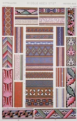 Middelalderlig dekoration, plade LXVII fra Grammar of Ornament, af Owen Jones (1809-1874), London