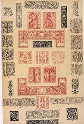 Eksemplarer af typografiske udsmykninger fra 1500-tallets Italien og Frankrig, udgivet af Aldine, Giunta og Stephan, kapitel XIX, plade XC, fra 