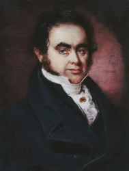 Portræt af navigatøren, James Wendell (1787-1834), brystlængde, i en blå frakke og hvidt lager