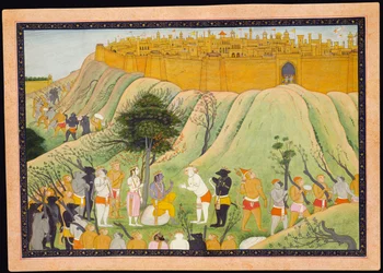 Rama og Lakshmana i råd med de allierede abe og bjørne, ca. 1800