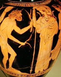 Odysseus og Athene ved mødet med Nausicaa ...