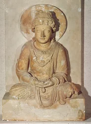 Buddha siddende i meditation, fra Ganhara, græsk-buddhistisk stil, 1.-4. århundrede