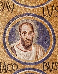 Palæokristen kunst: "" Saint Paul"" Mosaik fra det sene 5. århundredes Ravenna, cappella Arcivescovile (archeveche kapel)