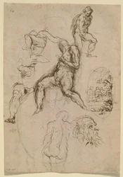 Ark med studier til maleri i Salone del Maggior Consiglio, Ducal Palace, Venedig, ca. 1578