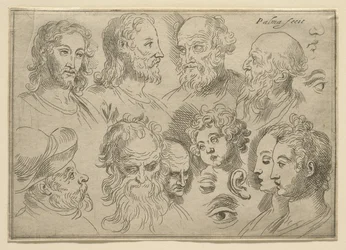 Skitseplade med ti hoveder, 1636