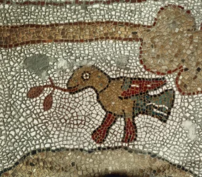 Due med en olivenkvist. Mosaik (mosaik)