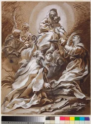 Jomfruen og barnet i herlighed med de hellige Fortunato, Nicholas, James og Christopher