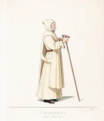 Præstedragt: en karteusisk munk, orden af ​​Saint Bruno
