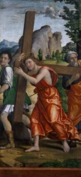 Vejen til Golgata, detaljer fra Polyptych of Passion af Paolo Cavazzola (1486-1522)