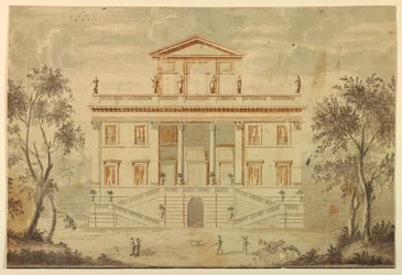 Tegning, forhøjning af en villa, 1750-70