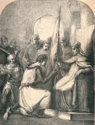 Hugh de Vermandois modtager et indviet banner fra pave Urban, 1869