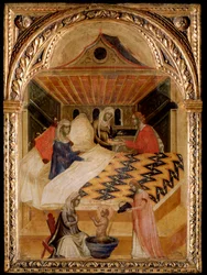 St Nicholas of Myras fødsel - olie på panel