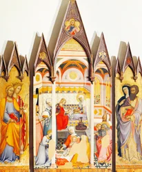 Alterbillede af Jomfruens fødsel af Paolo di Giovanni Fei (ca. 1345-ca. 1411), tempera på træ