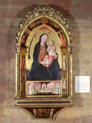 Ydmyghedens jomfru med engle og hellige, ca. 1440 (tempera med guld på panel)