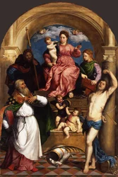 Tronet Madonna med barn og hellige, ca 1530