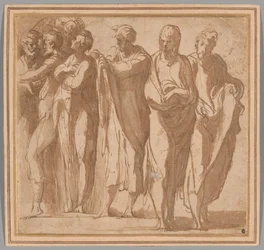Gruppe af ni stående figurer