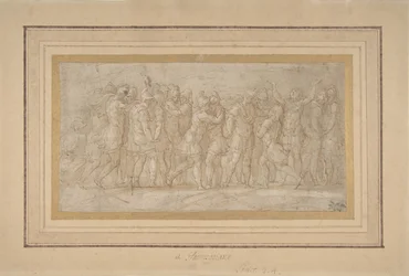 Romerske eller græske krigere fejrer efter en sejr., 1503-40.