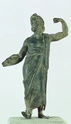 Shami-figur, muligvis Zeus eller Poseidon, restitueret fra det ødelagte tempel i byen Nehavand (kendt som Laodicea), Iran (bronze)
