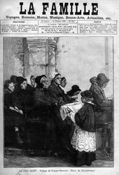 Brødbenitten, indgraveret fra 1888 efter maleriet af Dagnan-Bouveret. Forside af avisen "La famille" fra 1888.