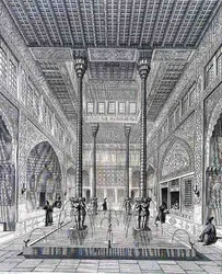 Interiør af Chahar Bagh-paladset, i Isfahan, fra 