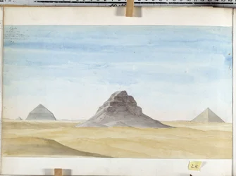 Udsigt over Dachour-pyramiden. Tegning af Pascal Coste (1787-1879) Museum of Mediterranean Archaeology, Marseille